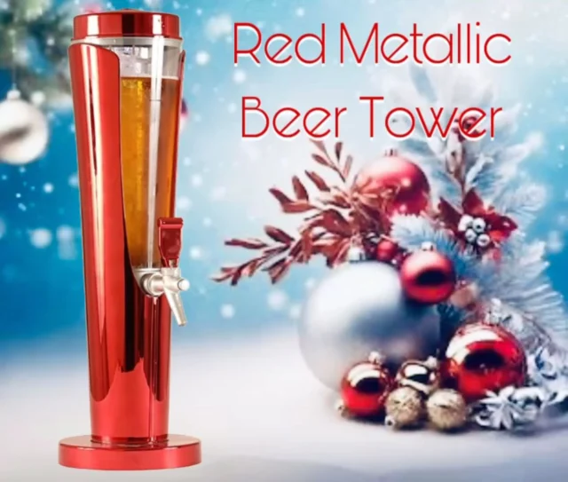Premium ‘Red Metallic 2.5lt Beer Towers’🍻Perfect for Christmas Day!🎄Santa’s choice. 🎅🏻Delivered before XMAS!🚐 Shop: link in bio. #beertower #beertube #beer #christmas #xmas #coolgifts