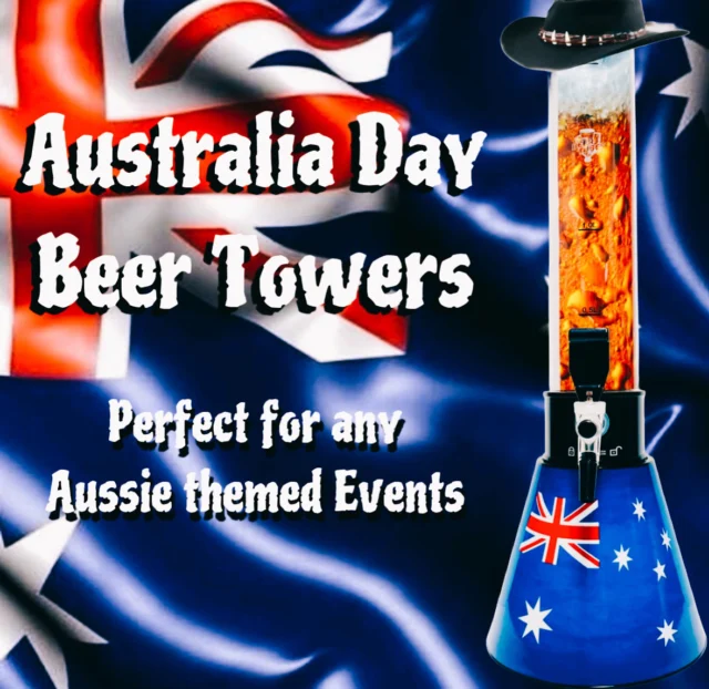 Special Australia themed Beer Towers!🍻Ideal for all Australia Day Functions & Events.🎉Or any other day to celebrate this great county we live in!🦘🇦🇺 Shop: link in bio #beertower #beertube #beer #australia #australiaday #proud #luckycountry